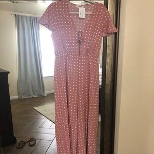Pink/mauve polka dot jumpsuit